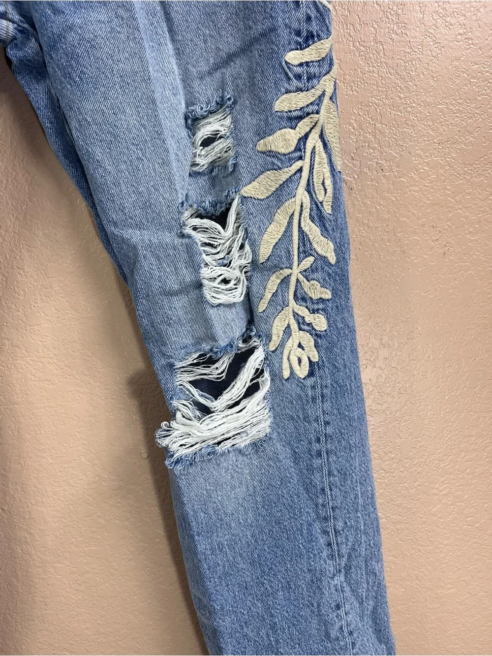 We the Free Bren distressed embroidered boyfriend jeans.